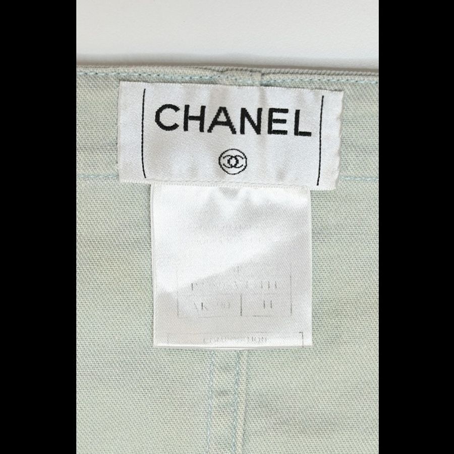 Chanel 04年浅蓝色丹宁牛仔四口袋圆领上衣外套-2
