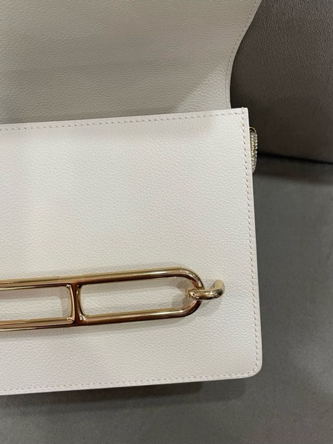 🌈Hermes🧡Mini roulis 19🧡01純白色金扣🌈99新🌟Stamp U🌟有盒🧡Evercolor皮🌟Miniroulis🌟roulis19🌟roulis🌟愛馬仕🌟-2