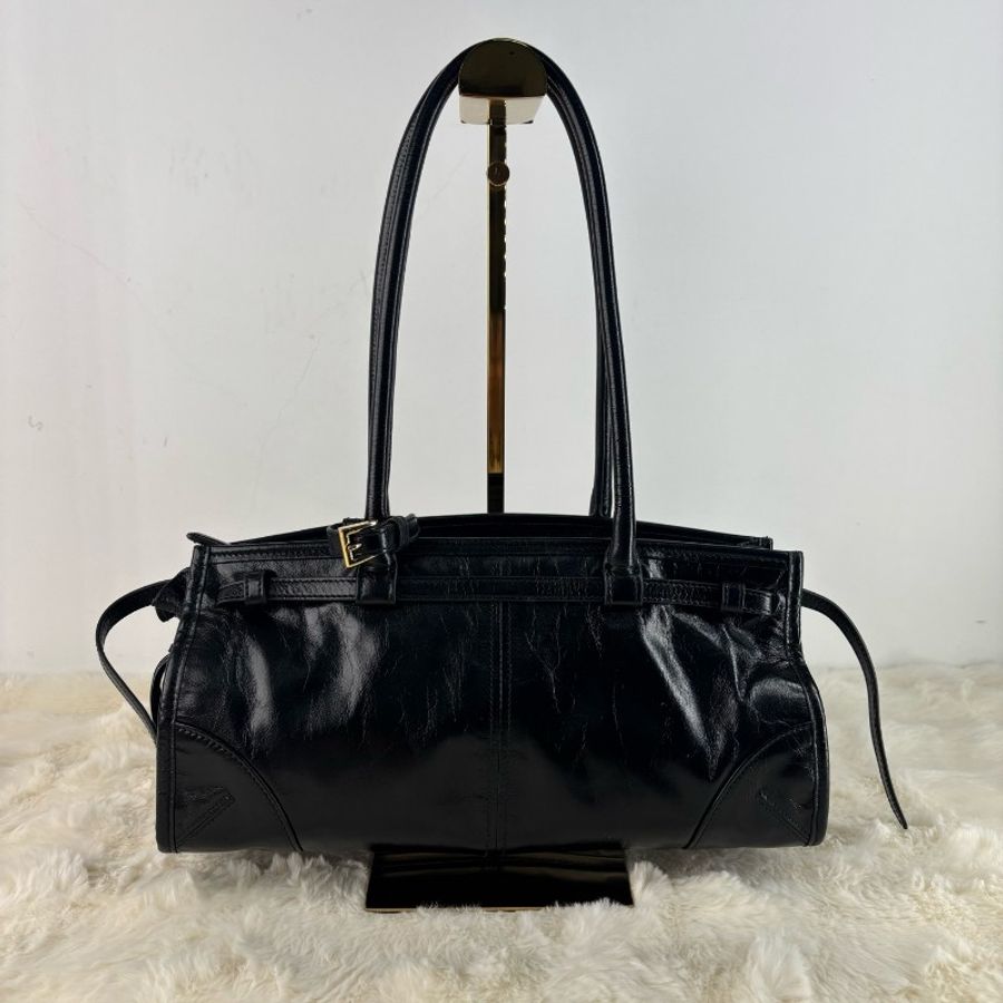 Prada普拉達黑金Soft Lux中號Bonnie,99新,附肩帶,底長32cm-3