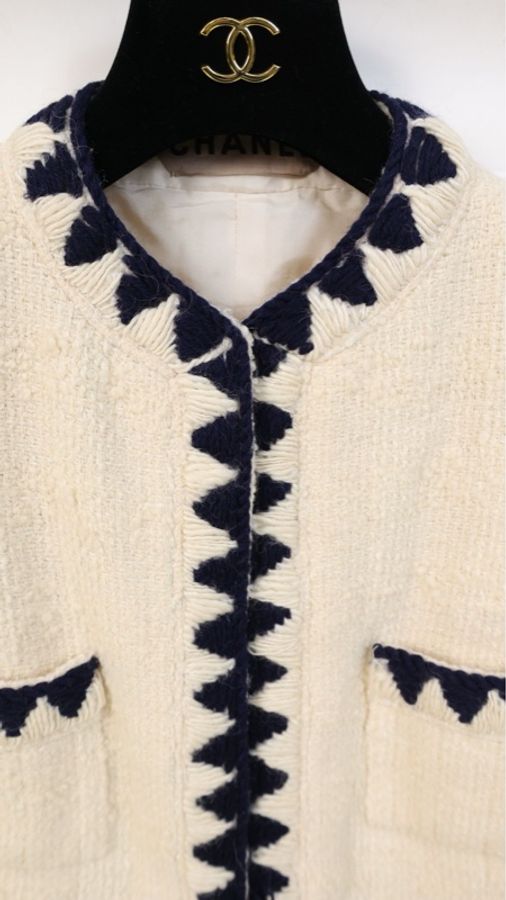 Chanel 1992年秋冬高定系列黑白三角滚边四口袋外套-6