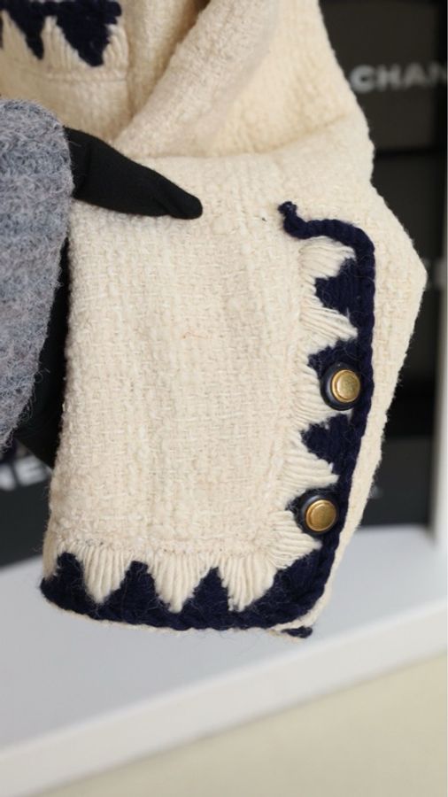 Chanel 1992年秋冬高定系列黑白三角滚边四口袋外套-7