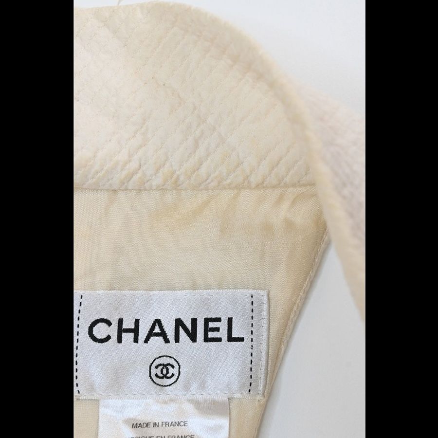 Chanel 11年白色V领无袖连衣裙-7