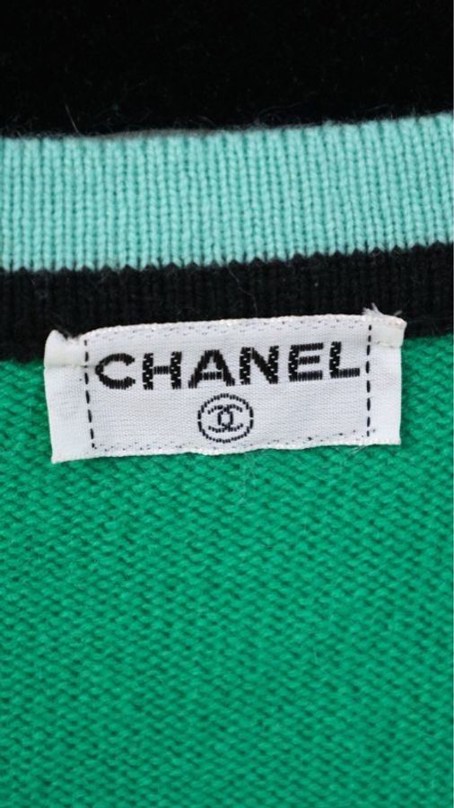 Chanel 94年草绿色针织开衫短袖半裙三件套套装-56