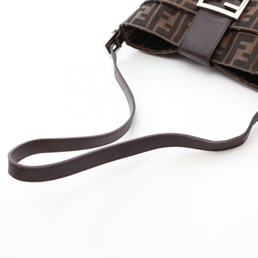FENDI Zucca 肩背包 帆布皮革 棕色 二手 女士-4