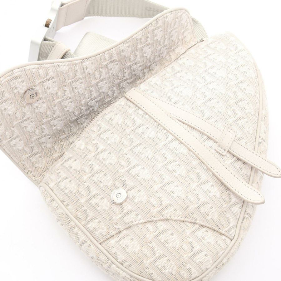 Dior SADDLE Oblique 腰包斜背包 1ADPO093YZY 帆布 白色 二手 男士-4
