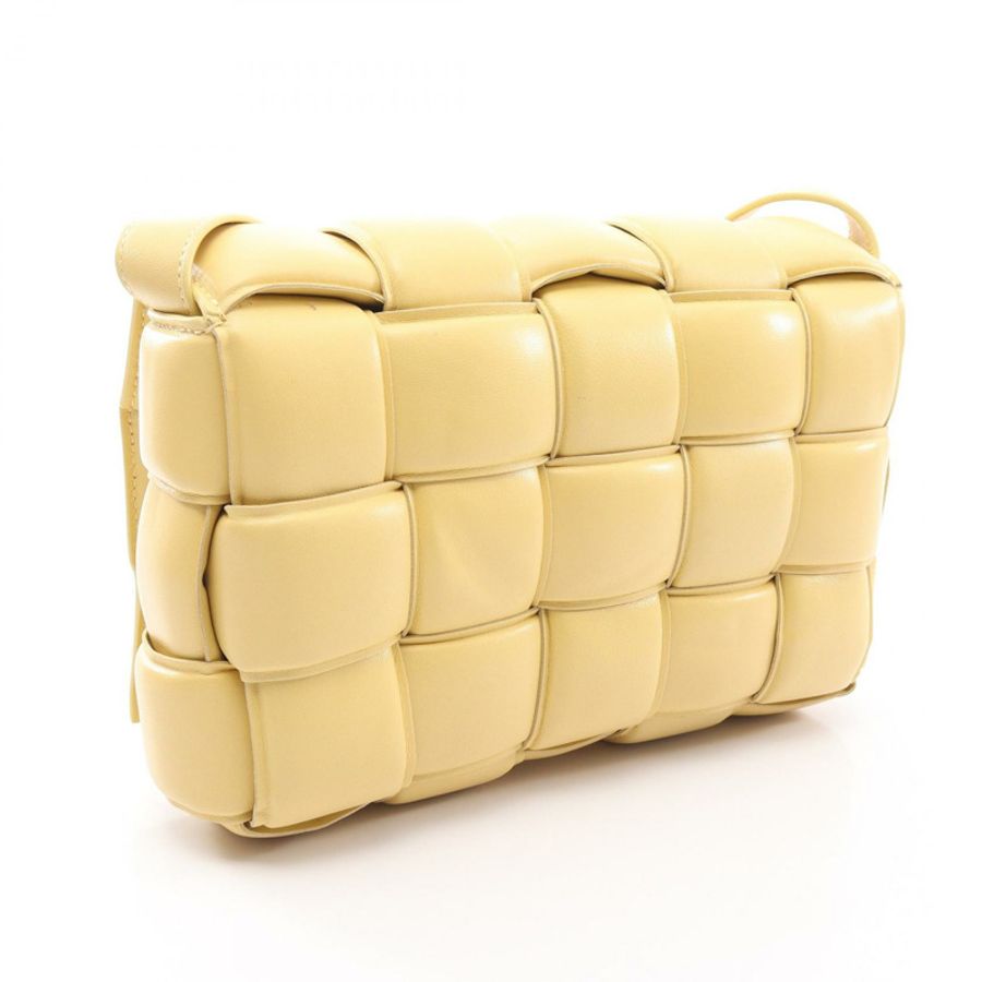 BOTTEGA VENETA 皮革黃色卡帶編織肩包(二手)-1