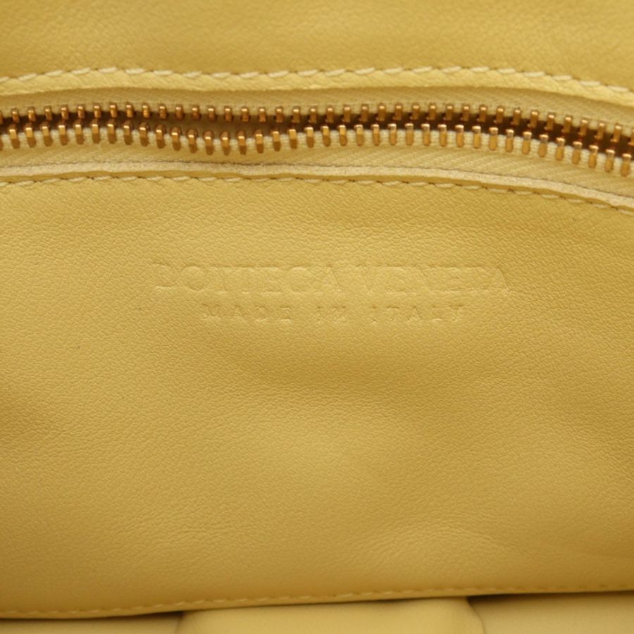 BOTTEGA VENETA 皮革黃色卡帶編織肩包(二手)-3