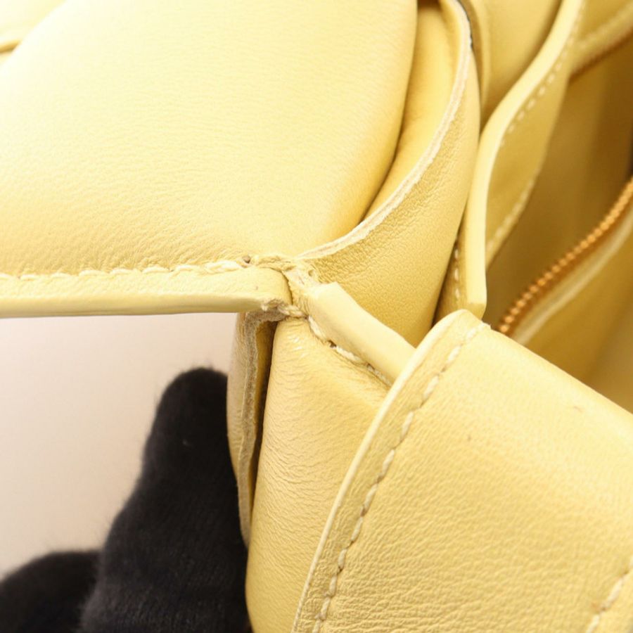 BOTTEGA VENETA 皮革黃色卡帶編織肩包(二手)-4