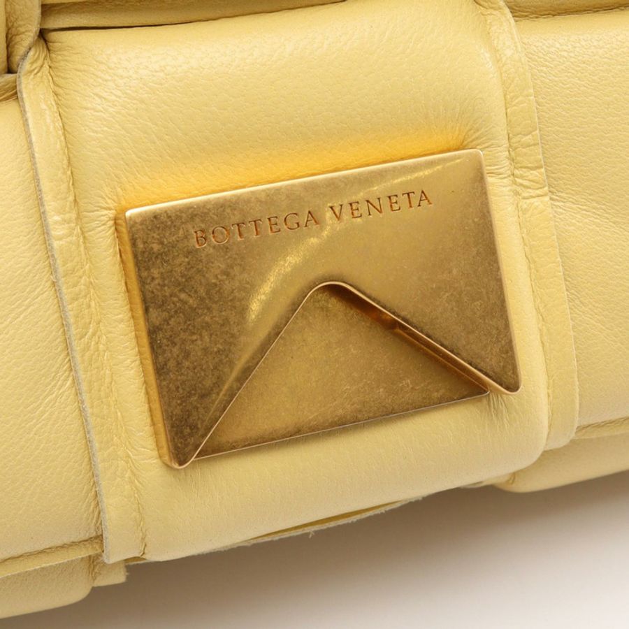 BOTTEGA VENETA 皮革黃色卡帶編織肩包(二手)-6
