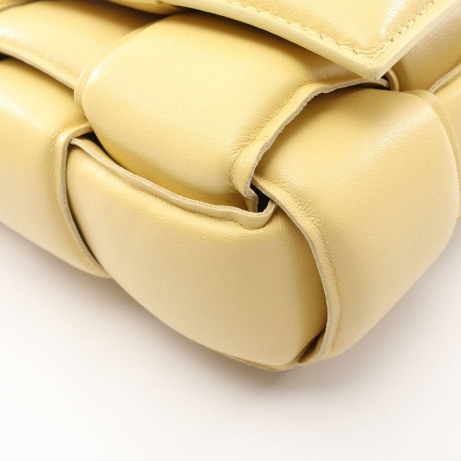 BOTTEGA VENETA 皮革黃色卡帶編織肩包(二手)-7