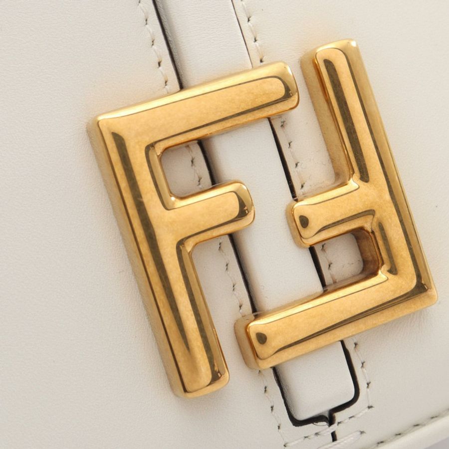 FENDI C'mon 小號肩斜背包 8BS082 AQ0L F1550 皮革 白色 二手-4