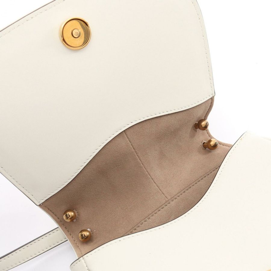 FENDI C'mon 小號肩斜背包 8BS082 AQ0L F1550 皮革 白色 二手-6