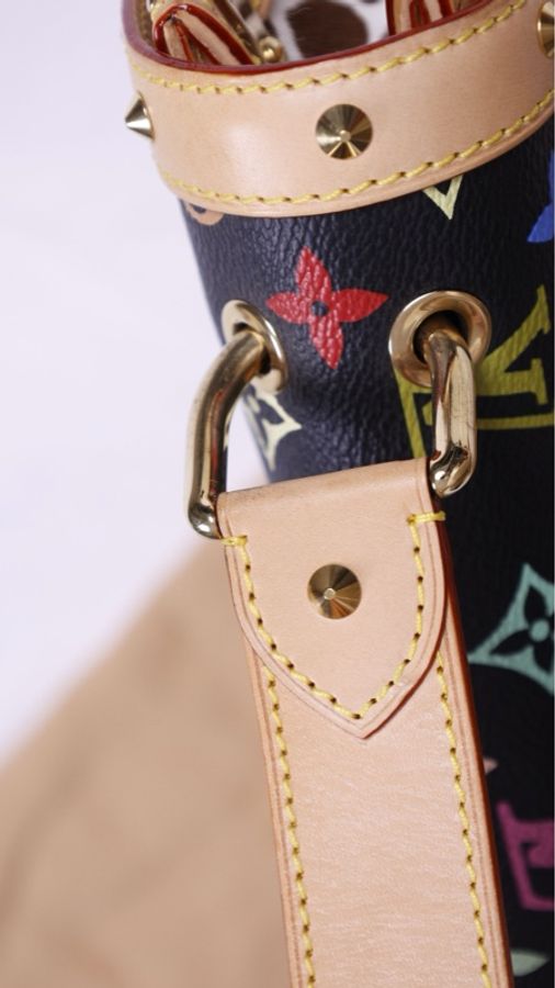 LV x 村上隆限定03年黑三彩马毛奶牛纹苏哈里手提包-21