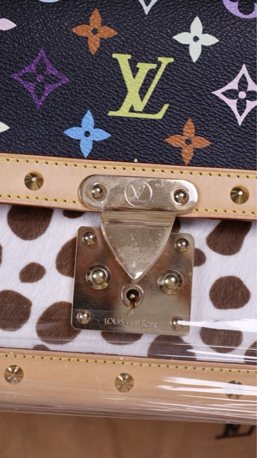 LV x 村上隆限定03年黑三彩马毛奶牛纹苏哈里手提包-47