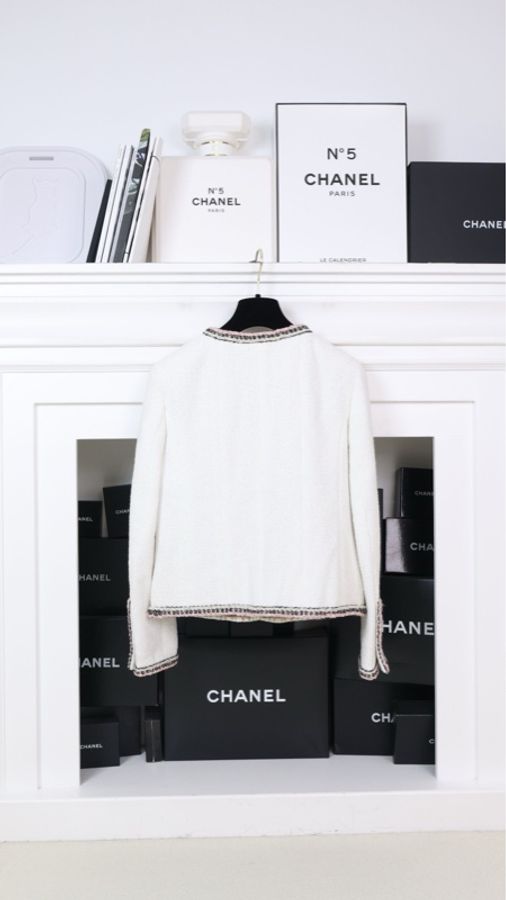 Chanel 20C车站系列秀款刘诗诗同款粉白滚边四口袋上衣外套FR36 24/7-1
