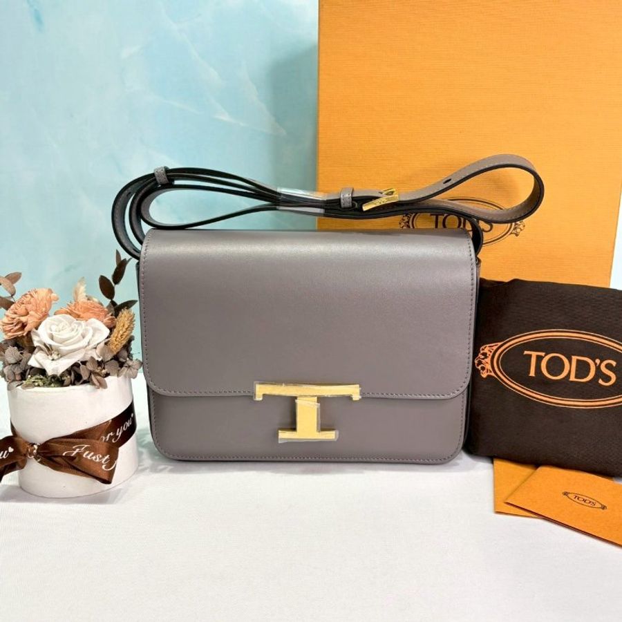 TOD'S T Timeless皮革掀蓋斜背包-0