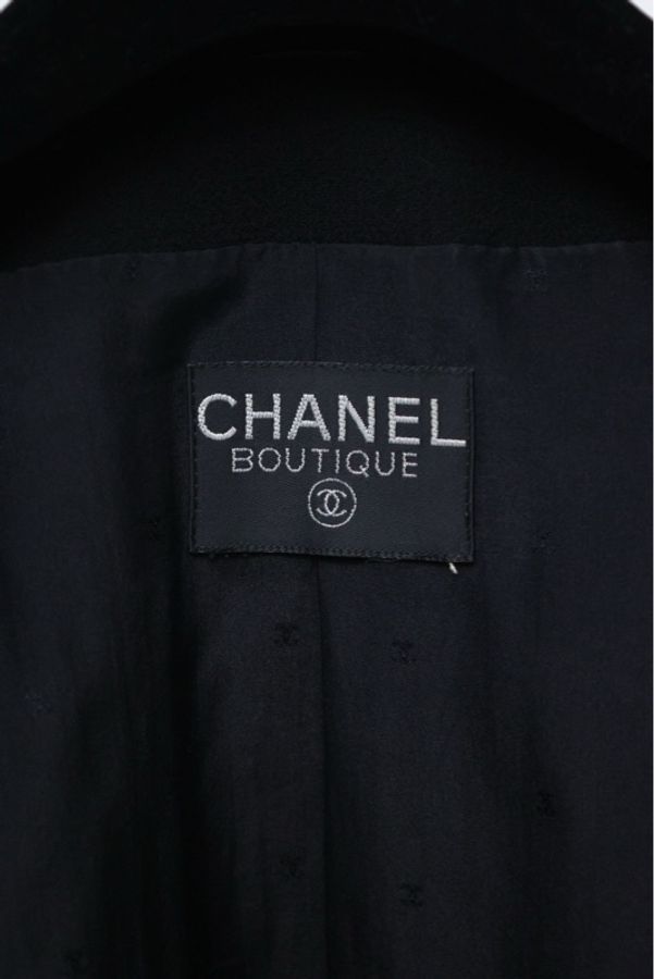 Chanel 92年秋冬皮扣皮革编花滚边黑金扣外套半裙套装-23