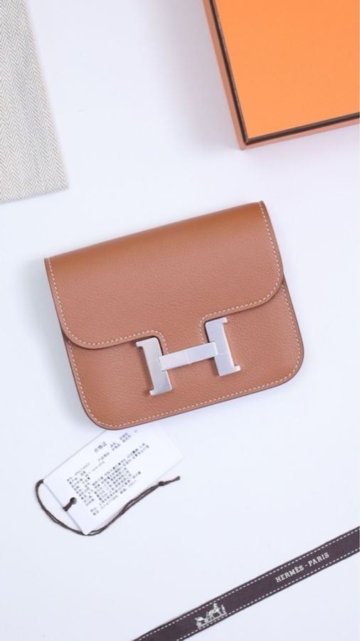Hermes Constance Slim金棕银扣evercolor皮手拿包-0
