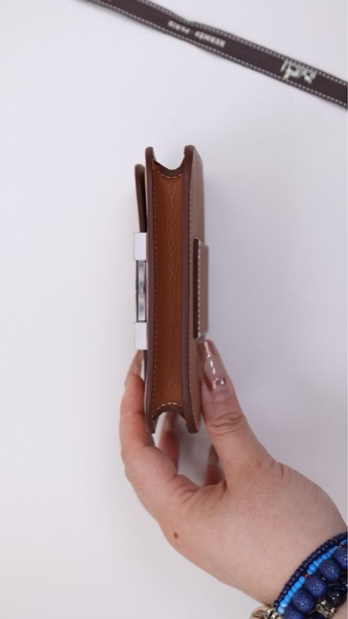 Hermes Constance Slim金棕银扣evercolor皮手拿包-6
