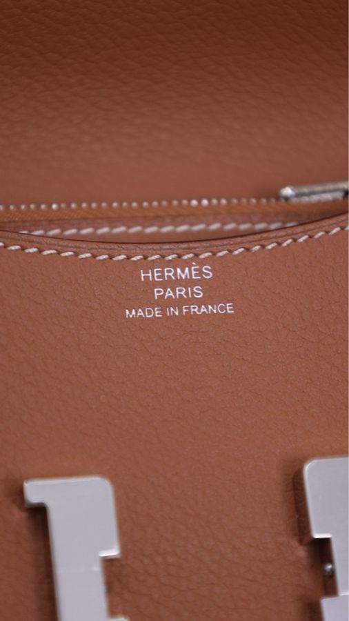 Hermes Constance Slim金棕银扣evercolor皮手拿包-11