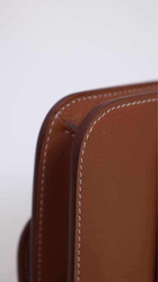 Hermes Constance Slim金棕银扣evercolor皮手拿包-12