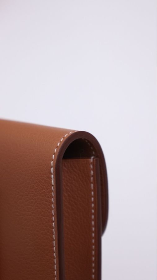Hermes Constance Slim金棕银扣evercolor皮手拿包-13
