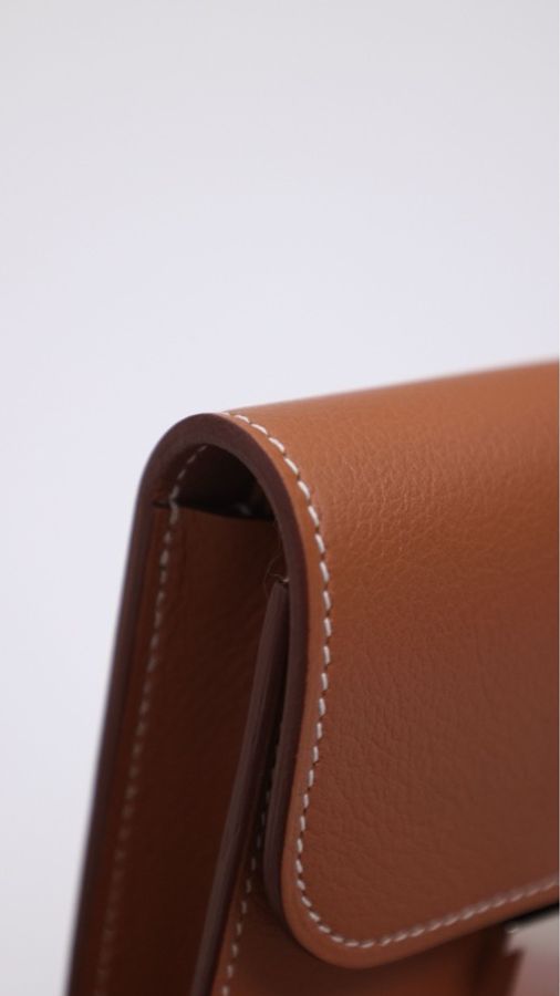 Hermes Constance Slim金棕银扣evercolor皮手拿包-15