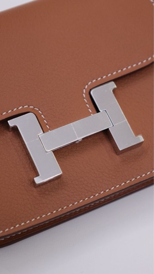 Hermes Constance Slim金棕银扣evercolor皮手拿包-25