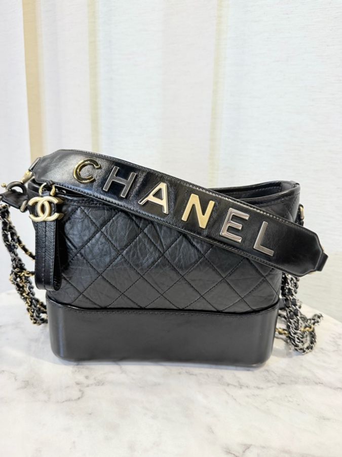 ‼️Chanel 提把款‼️中號黑復刻牛皮三色鏈流浪包-2
