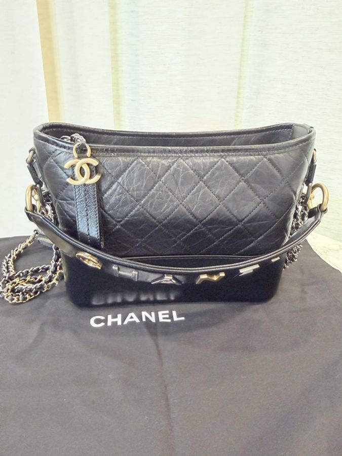 ‼️Chanel 提把款‼️中號黑復刻牛皮三色鏈流浪包-13