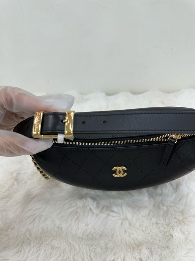Chanel 香奈兒 26B 月牙包/呼拉圈 黑色 全新有購證-7