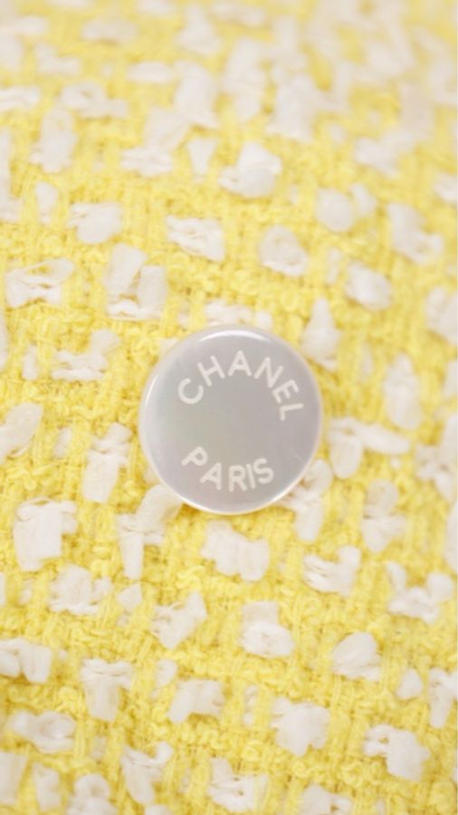 Chanel 96年柠檬黄贝母双排扣四口袋外套-7