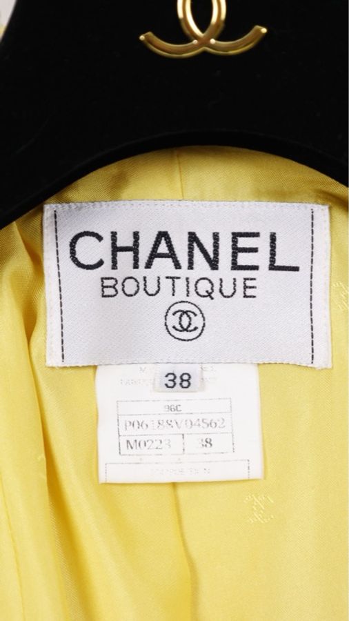 Chanel 96年柠檬黄贝母双排扣四口袋外套-9