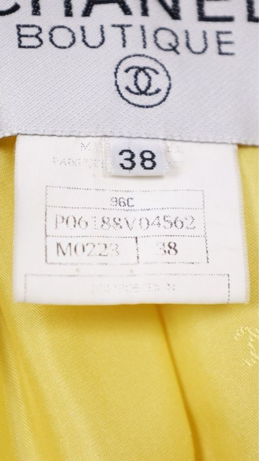 Chanel 96年柠檬黄贝母双排扣四口袋外套-14