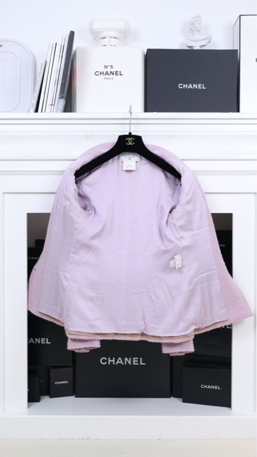 Chanel 96年秀款淡紫色琉璃扣四口袋外套-4