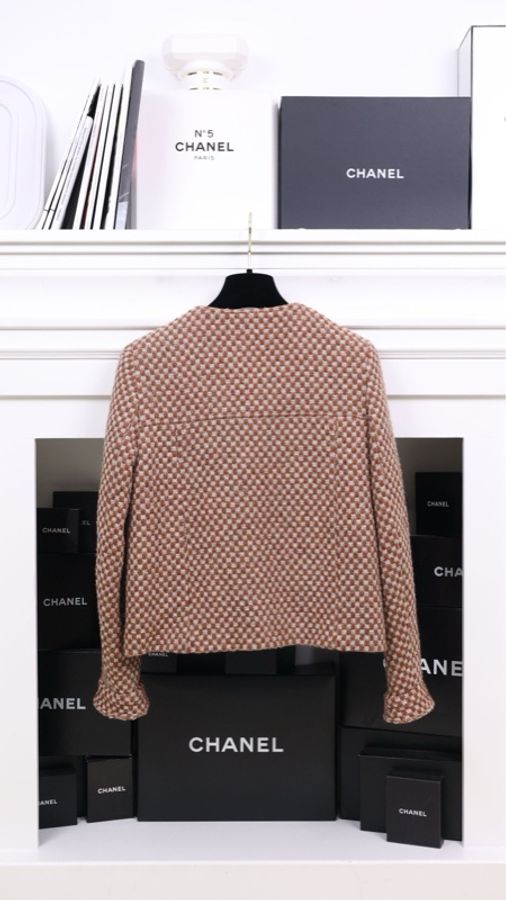 Chanel 95年焦糖色斜纹软呢四口袋上衣外套FR40 23/9-1