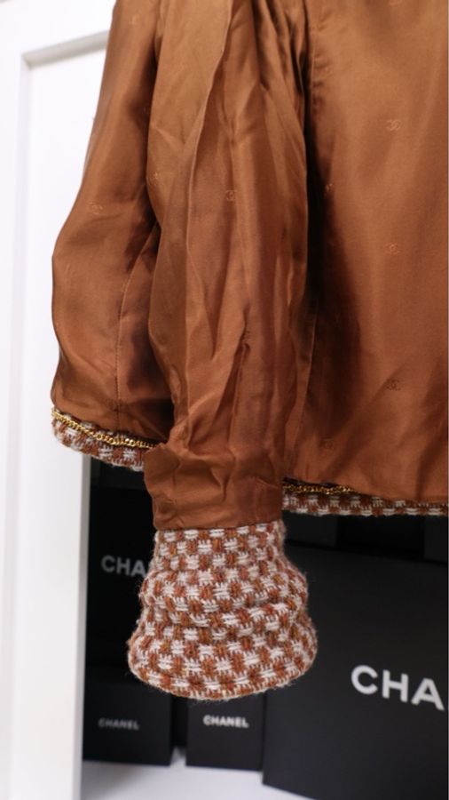 Chanel 95年焦糖色斜纹软呢四口袋上衣外套FR40 23/9-7