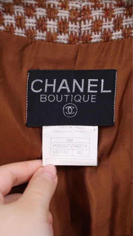 Chanel 95年焦糖色斜纹软呢四口袋上衣外套FR40 23/9-15