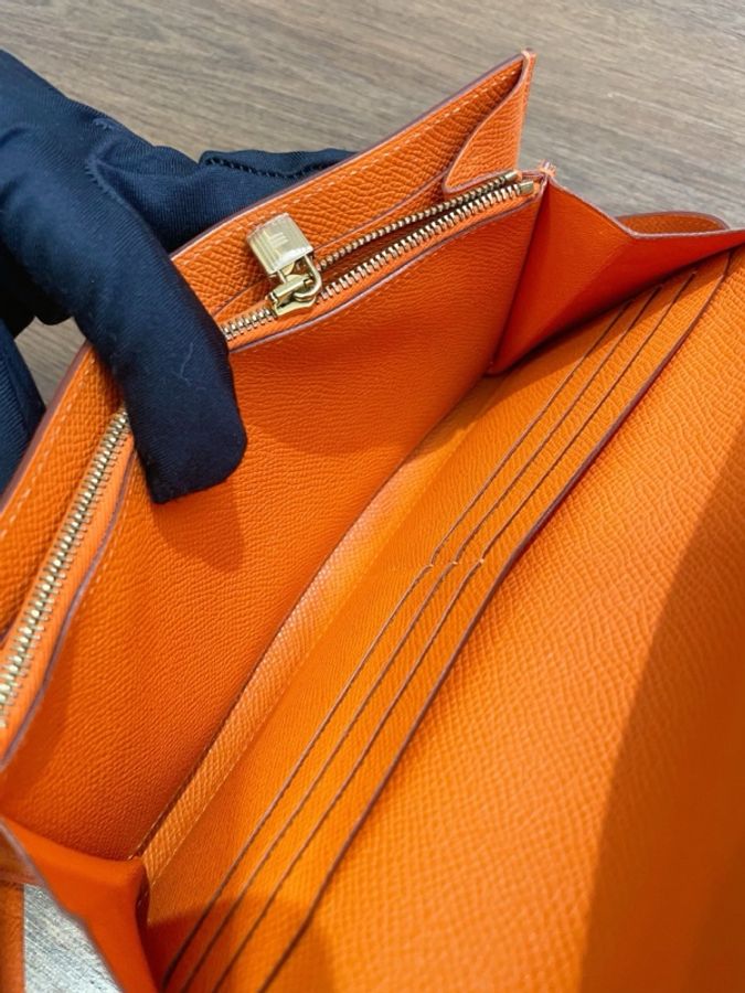 愛馬仕 Hermes Kelly 橘色 錢包 19*2*11 附盒子 框Q刻-6