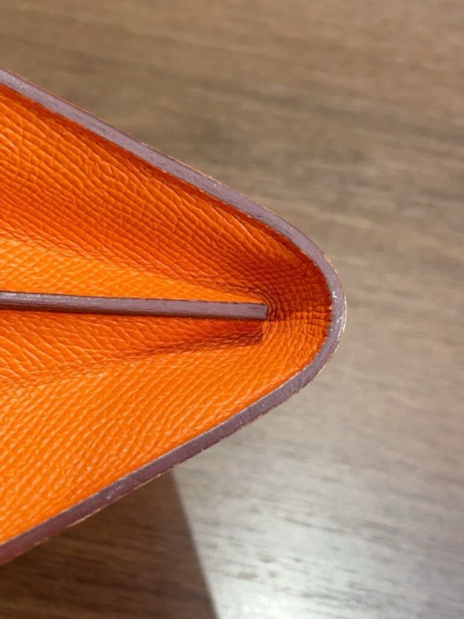 愛馬仕 Hermes Kelly 橘色 錢包 19*2*11 附盒子 框Q刻-10