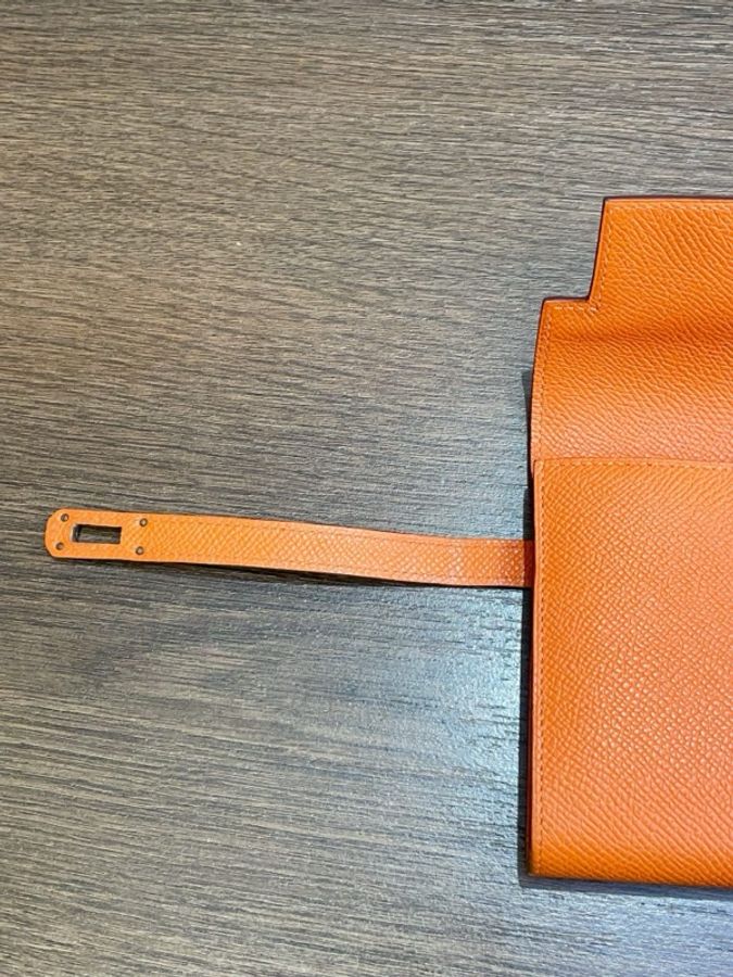 愛馬仕 Hermes Kelly 橘色 錢包 19*2*11 附盒子 框Q刻-12