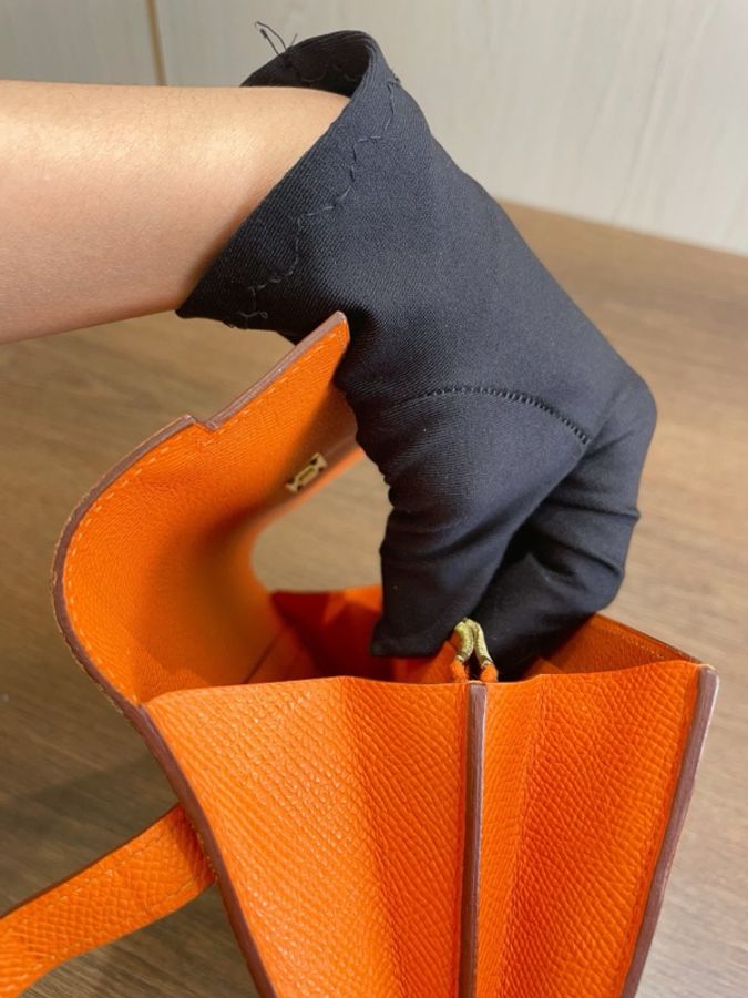 愛馬仕 Hermes Kelly 橘色 錢包 19*2*11 附盒子 框Q刻-17