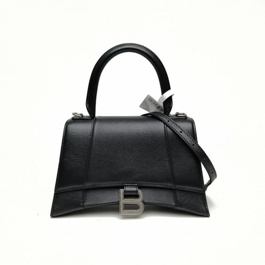 BALENCIAGA Hourglass沙漏S碼黑色牛皮肩背包-0
