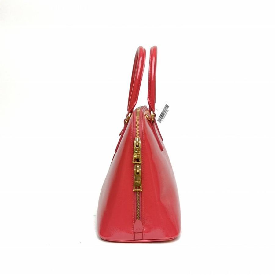 PRADA 紅色漆皮金扣tophandle貝殼包中號肩背包-1