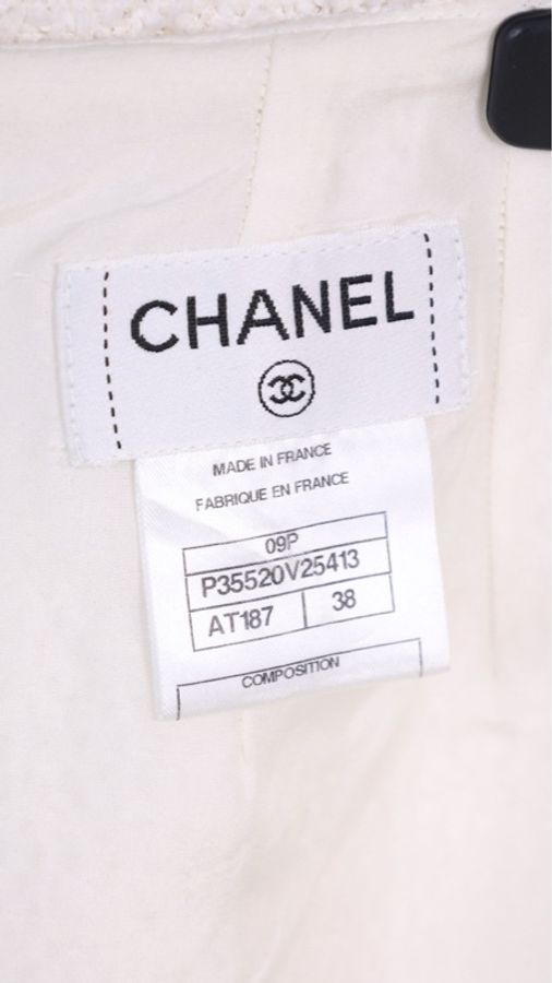 Chanel 09年春夏系列秀款黑白流苏滚边圆领两口袋外套半裙套装FR38 24/5-16