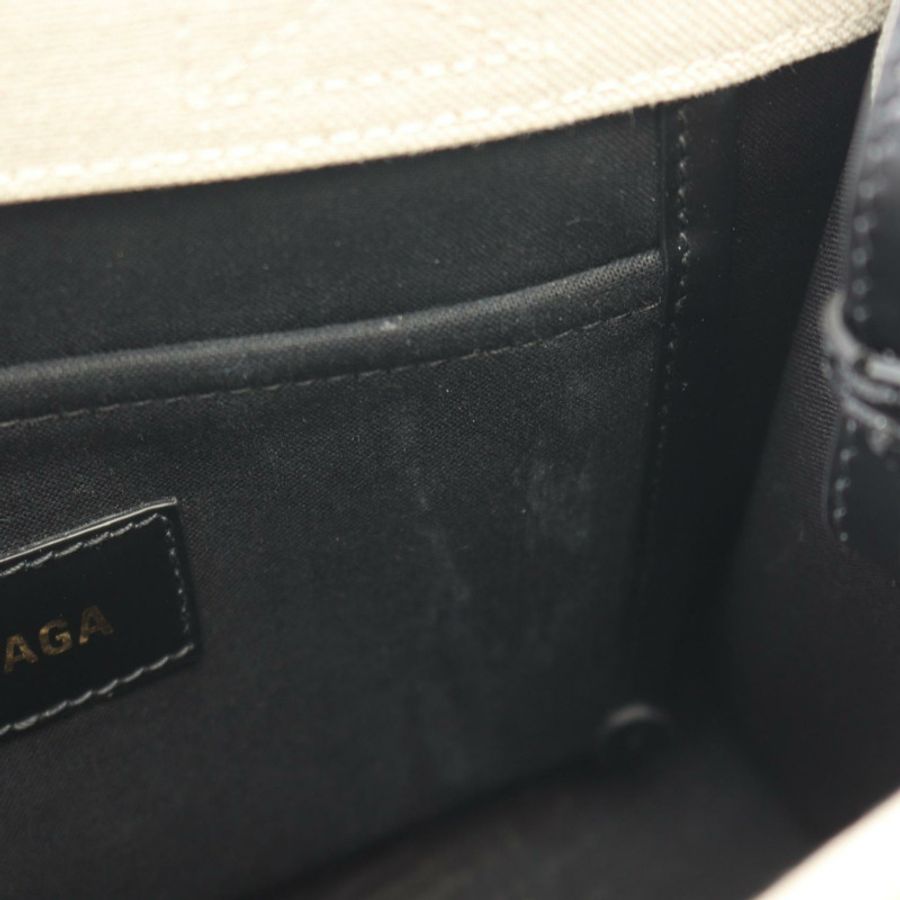 BALENCIAGA HARDWARE XS 單肩托特包 693662 帆布皮革 米色 黑色 二手-5