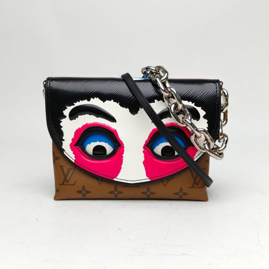 LOUIS VUITTON 拼色銀扣晶片山本寬齋臉譜系列鏈條包肩背包-0