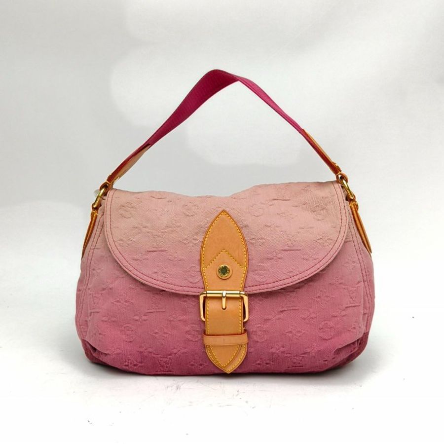 LOUIS VUITTON 漸變色牛仔布金扣中古漸變翻蓋郵差包丹寧肩背包-0