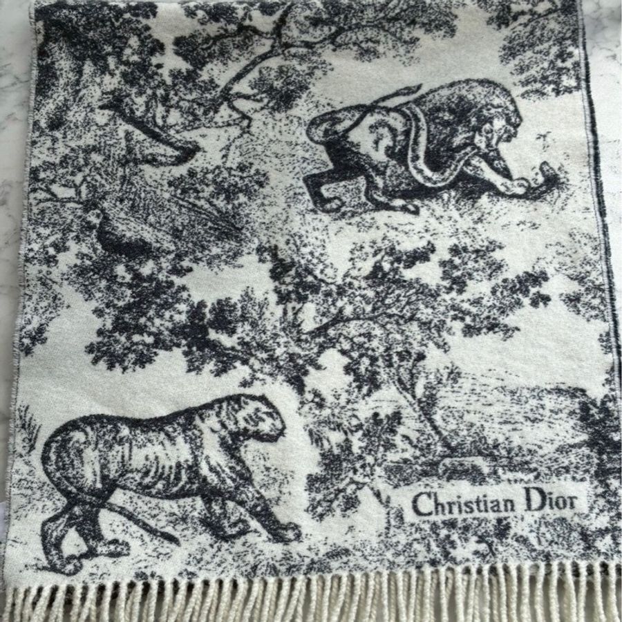 Dior 叢林圖羊毛圍巾🧣-10