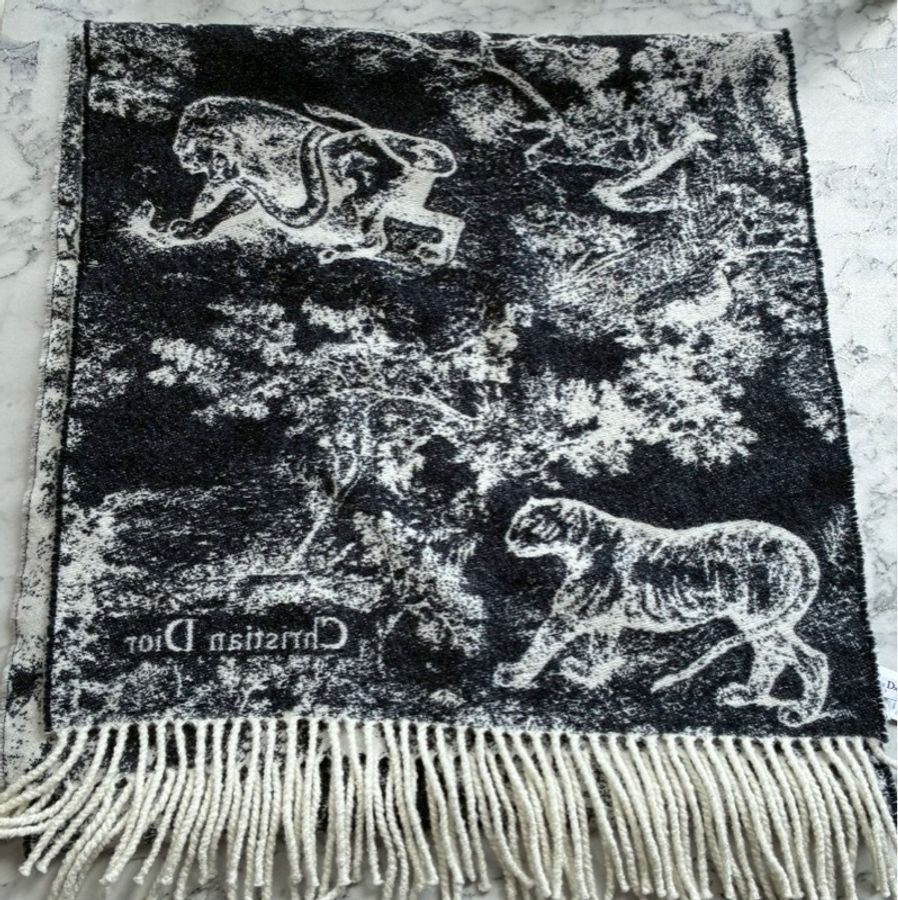 Dior 叢林圖羊毛圍巾🧣-14